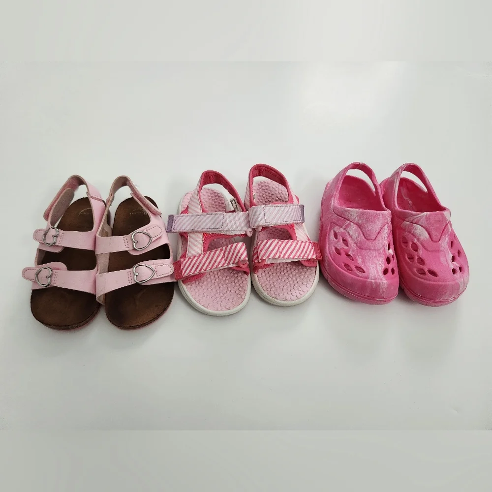 Toddler‎ Baby Girl Shoe Bundle Pink Sandals Size 6 - 3 Pairs